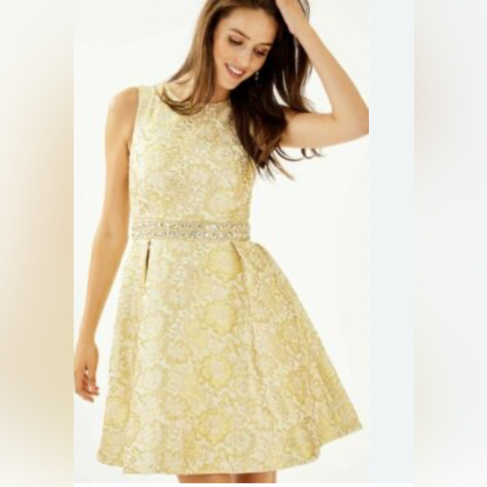 Lilly Pulitzer Gold Metallic Blooming Floral Brocade